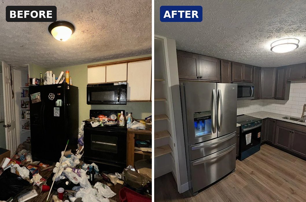 Before and after kitchen renovation on a Batavia, Ohio home by Honest Homebuyer Dayton