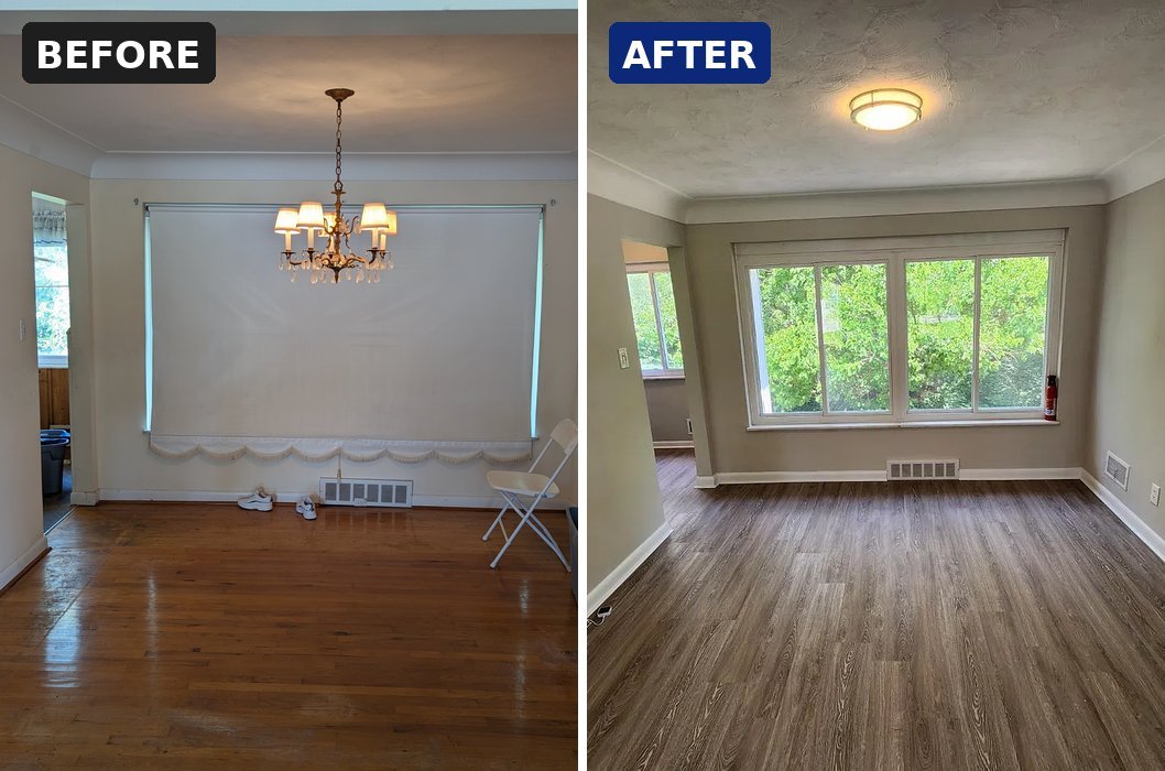 Cincinnati living room before and after renovation