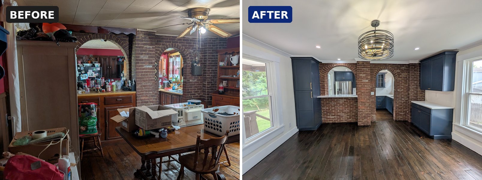 Germantown kitchen and dining room before and after renovation
